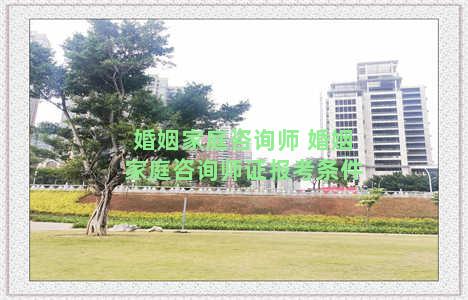 婚姻家庭咨询师 婚姻家庭咨询师证报考条件